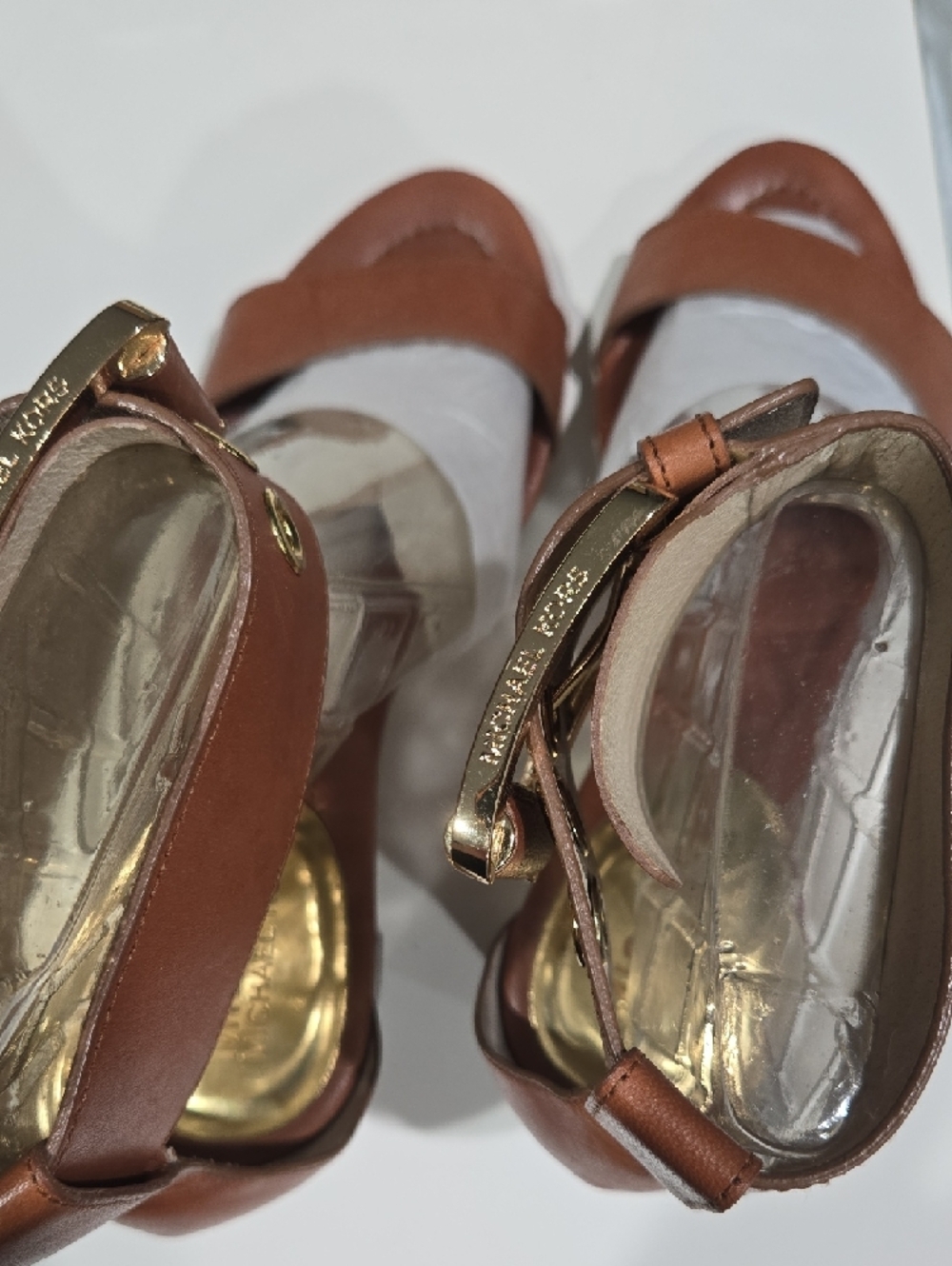 Michael Kors Cognac Leather Ankle-Strap Heels - Picture 5 of 7